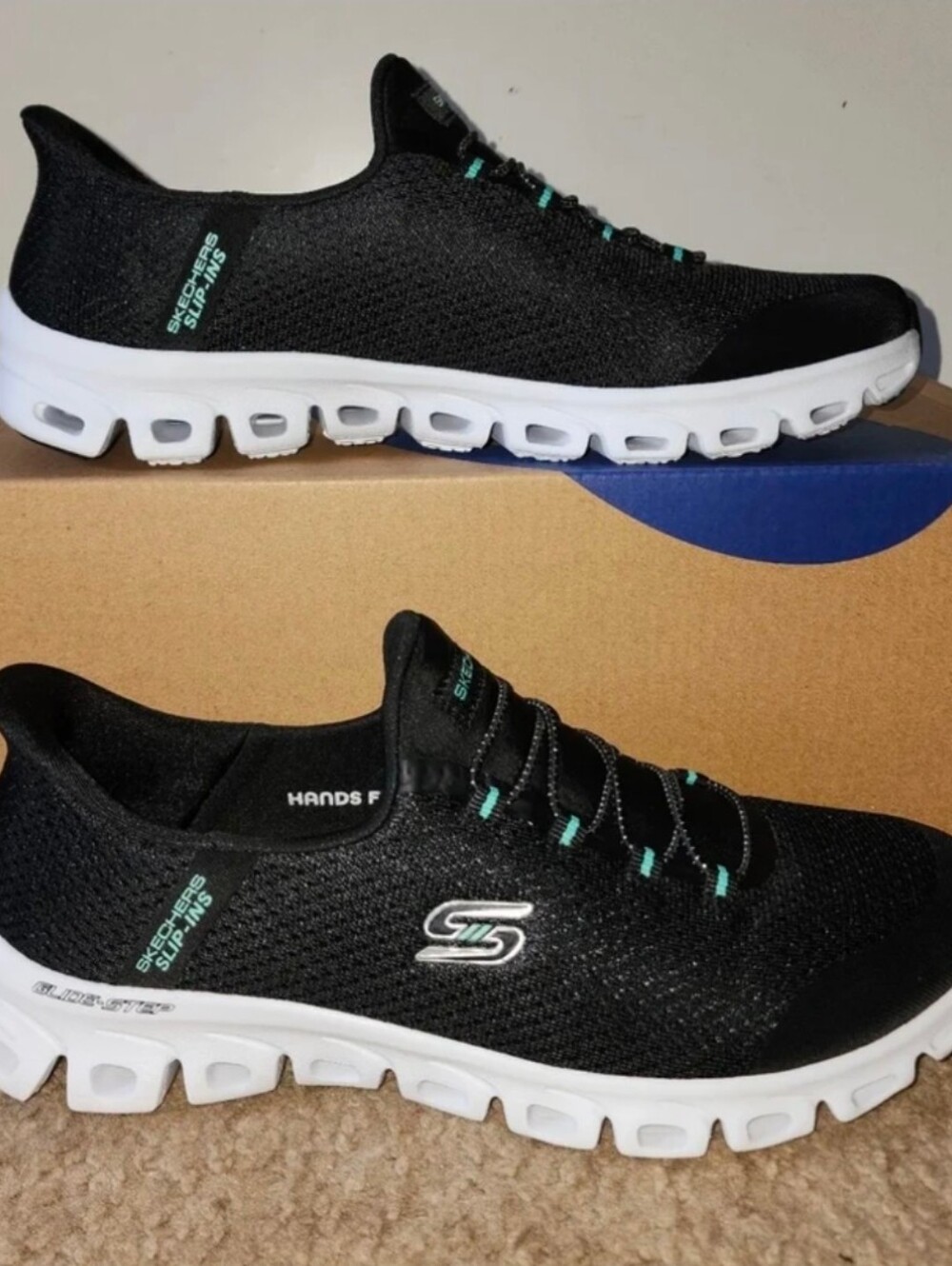 Womens Skechers Black Athletic Slip-Ins Shoe, Memory Foam Sneakers Size 7.5